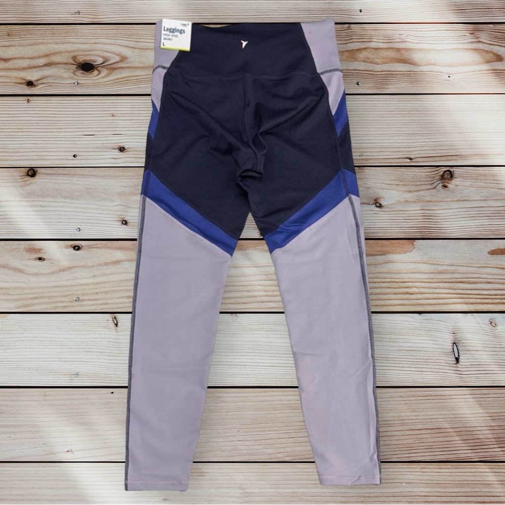 NWT New Old Navy Active Go-Dry Blue-Purple High Rise Compression Leggings Large